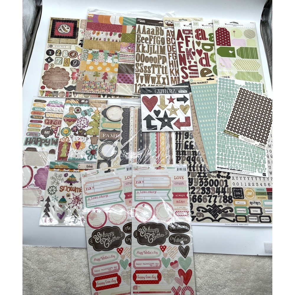 Mixed Scrapbook Sticker Chipboard Lot Crate Paper Heidi Grace Thickers Kit